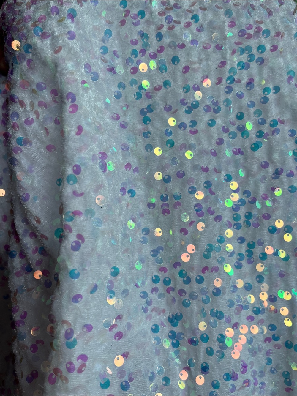 White Iridescent Sequin Prom Dress with Square Neck and Huge Bow - Picture 5 of 5